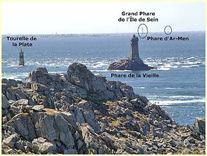 Phare de la Vieille, Grand Phare de l'île de Sein, Phare d'Ar-Men, Tourelle de la Plate